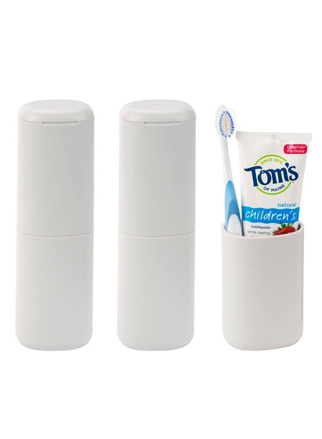 لينكيديا علبة تخزين معجون أسنان وفرشاة أسنان من لينكيديا، عبوة من قطعتين، محمولة للغرغرة، حامل فرشاة أسنان للسفر، مناسب للتخييم والمدرسة والأعمال والرحلات والحمام (رمادي فاتح) - Image 1