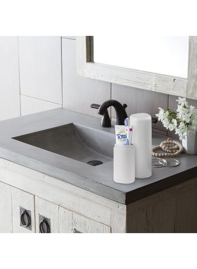 لينكيديا علبة تخزين معجون أسنان وفرشاة أسنان من لينكيديا، عبوة من قطعتين، محمولة للغرغرة، حامل فرشاة أسنان للسفر، مناسب للتخييم والمدرسة والأعمال والرحلات والحمام (رمادي فاتح) - Image 5