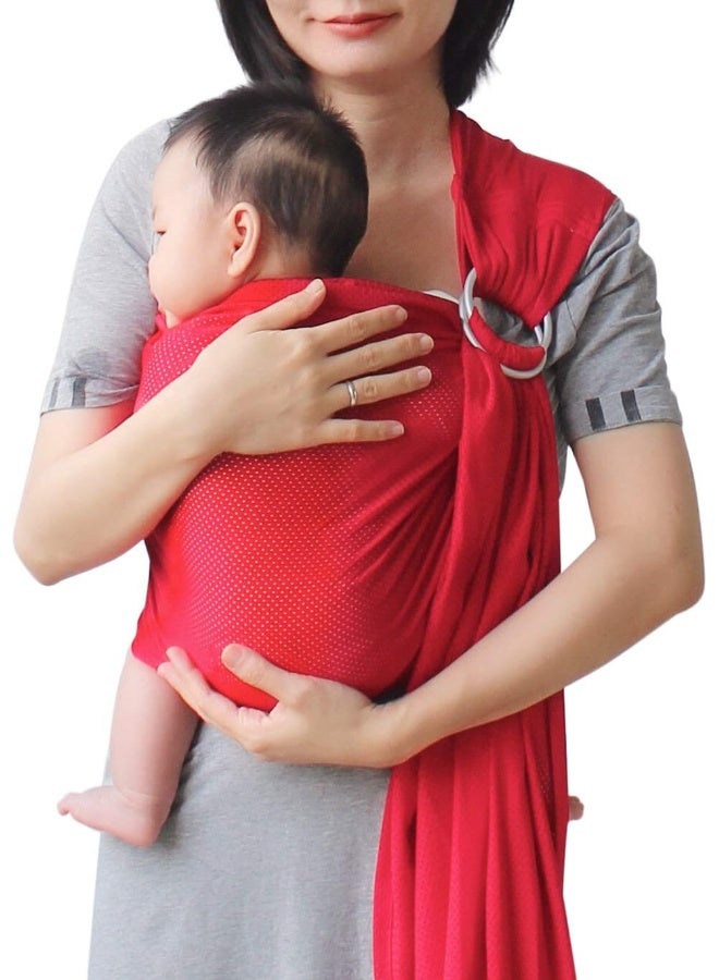 Vlokup Baby Water Ring Sling Carrier | Lightweight Breathable Mesh Baby Wrap for Infant, Newborn, Kids and Toddlers | Perfect for Summer, Swimming, Pool, Beach | Great for Dad Too Red - Image 1