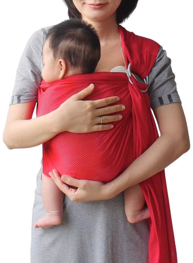 Vlokup Baby Water Ring Sling Carrier | Lightweight Breathable Mesh Baby Wrap for Infant, Newborn, Kids and Toddlers | Perfect for Summer, Swimming, Pool, Beach | Great for Dad Too Red - Image 4