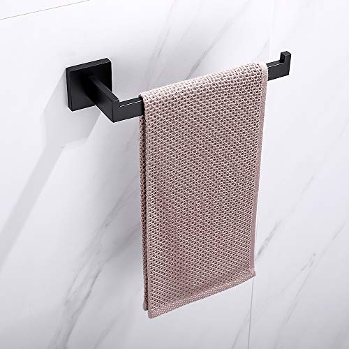 TASTOS Premium Stainless Steel Hand Towel Holder, Square Hand Towel Ring Heavy Duty Wall Mounted Modern Hand Towel Bar for Bathroom Kitchen, Matte Black - Image 2