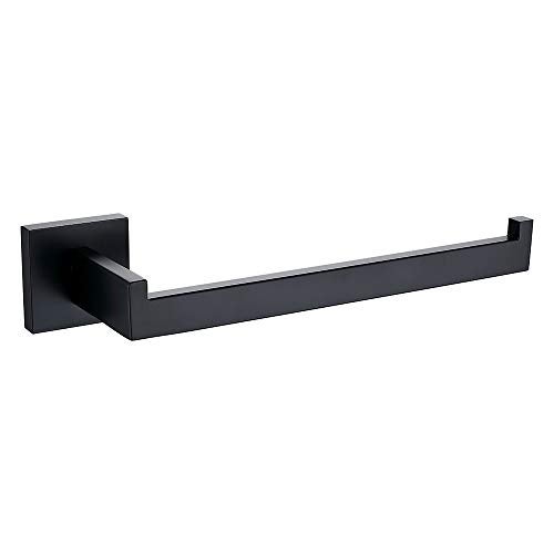 TASTOS Premium Stainless Steel Hand Towel Holder, Square Hand Towel Ring Heavy Duty Wall Mounted Modern Hand Towel Bar for Bathroom Kitchen, Matte Black - Image 1