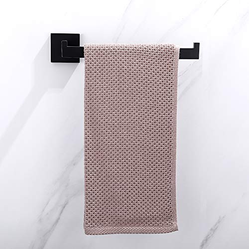TASTOS Premium Stainless Steel Hand Towel Holder, Square Hand Towel Ring Heavy Duty Wall Mounted Modern Hand Towel Bar for Bathroom Kitchen, Matte Black - Image 3