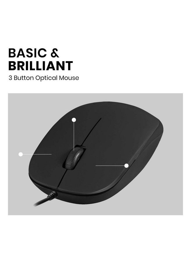 Perixx Perimice201 Wired Usb Optical 3 Button Mouse With 800 Dpi And Illuminated Wheel Black - Image 3
