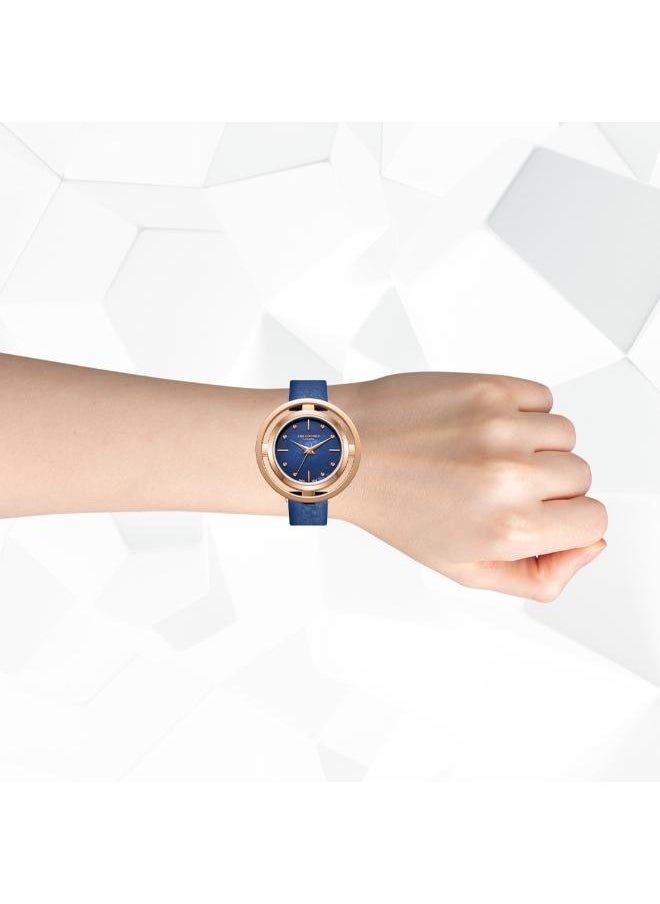 Lee Cooper Women's Analog Display Watch With Dark Blue Leather Strap - LC08034.499  - Image 4