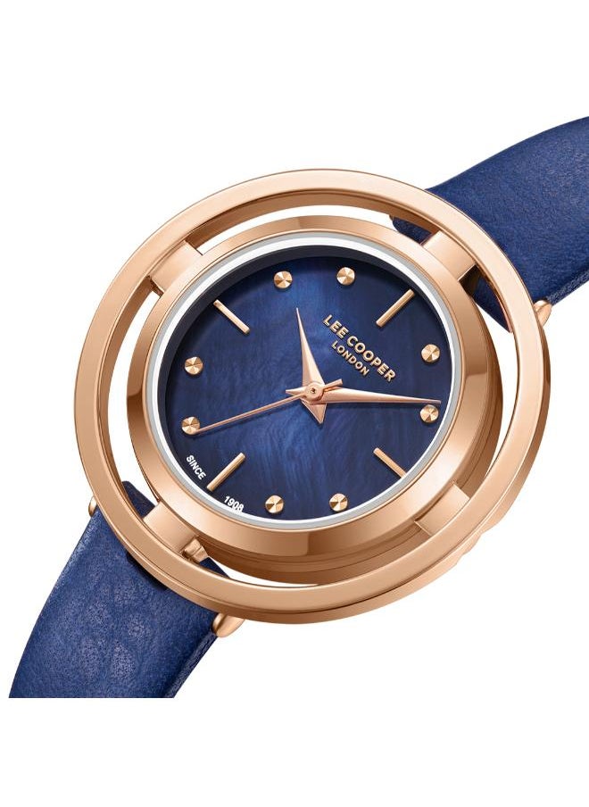 Lee Cooper Women's Analog Display Watch With Dark Blue Leather Strap - LC08034.499  - Image 1