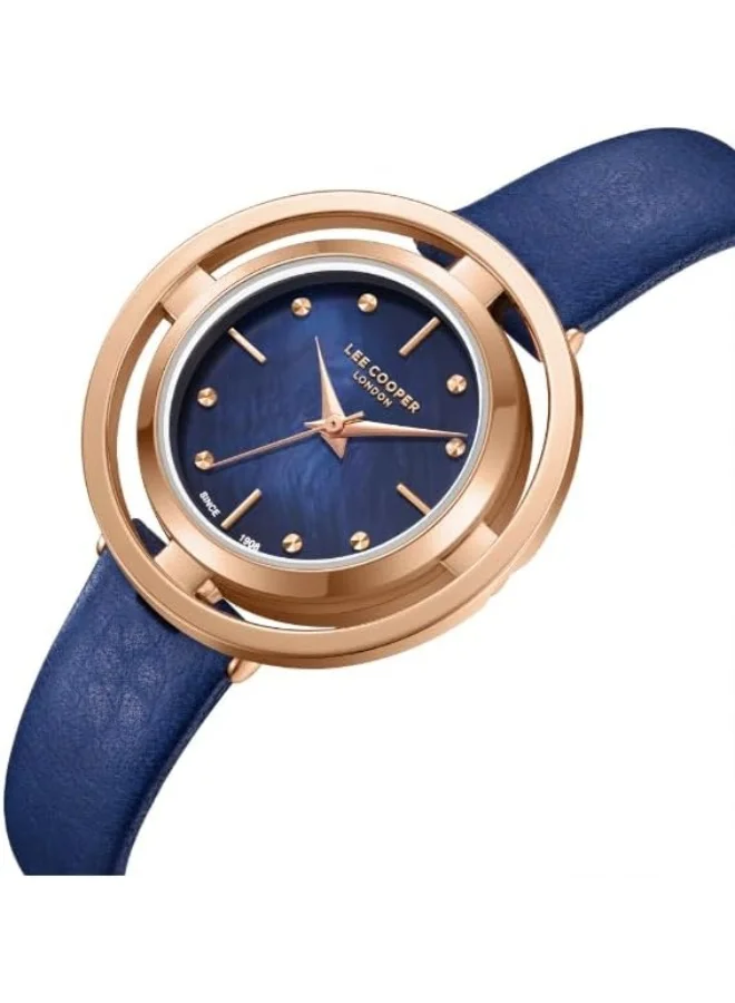 لي كوبر LEE COOPER Women's VJ21C1 Movement Watch, Analog Display and Leather Strap - LC08034.499, Dark Blue