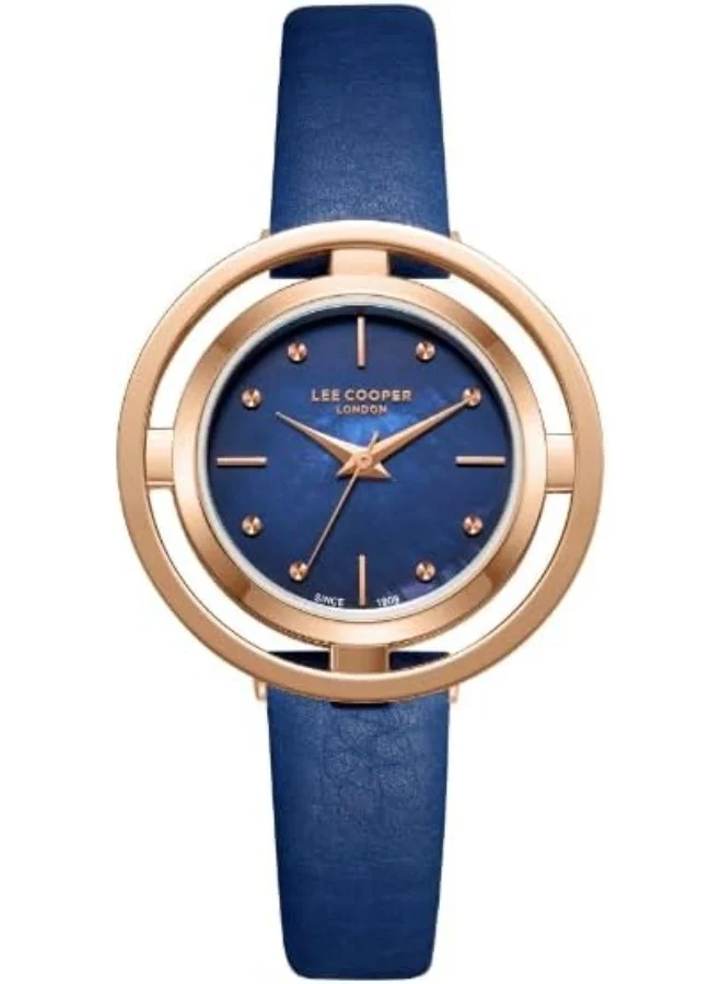 لي كوبر LEE COOPER Women's VJ21C1 Movement Watch, Analog Display and Leather Strap - LC08034.499, Dark Blue