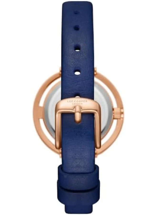 لي كوبر LEE COOPER Women's VJ21C1 Movement Watch, Analog Display and Leather Strap - LC08034.499, Dark Blue