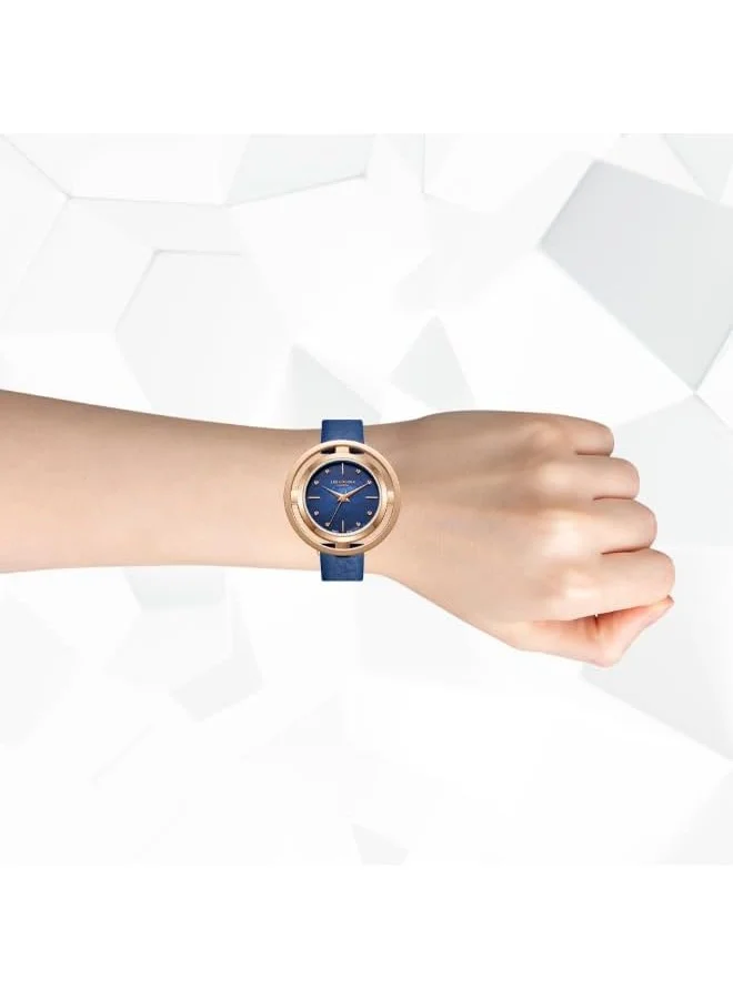 لي كوبر LEE COOPER Women's VJ21C1 Movement Watch, Analog Display and Leather Strap - LC08034.499, Dark Blue