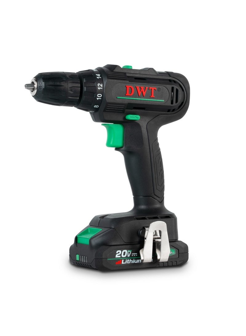 DWT Semi-Professional Cordless Drill/Screwdriver,20V,2.0Ah,10mm,30N.m;ABSP-20 NF-2 BMC - Image 4