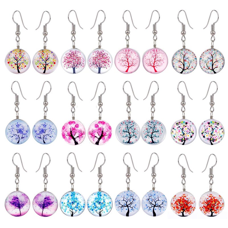 Tamhoo 12 Pairs Multicolor Dangle Earrings Set for Women and Women- Colorful Life of Tree Ball Hypoallergenic Drop Dangle Earrings- Lightweight dangling Earrings Wholesale in Bulk for -s Women - Image 1