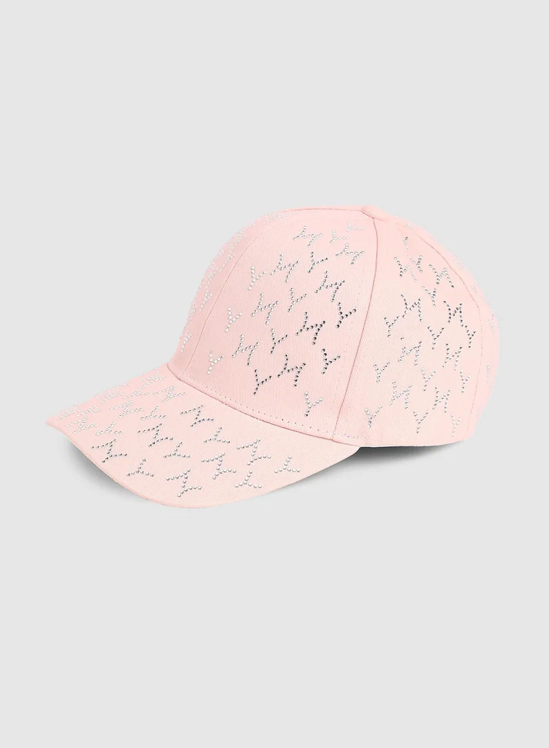 Haute Sauce  Rhinestone Swirl Baseball Cap - Baby Pink  | Best Price UAE