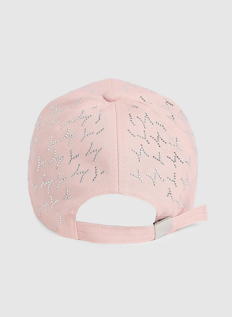 Haute Sauce  Rhinestone Swirl Baseball Cap - Baby Pink  | Best Price UAE