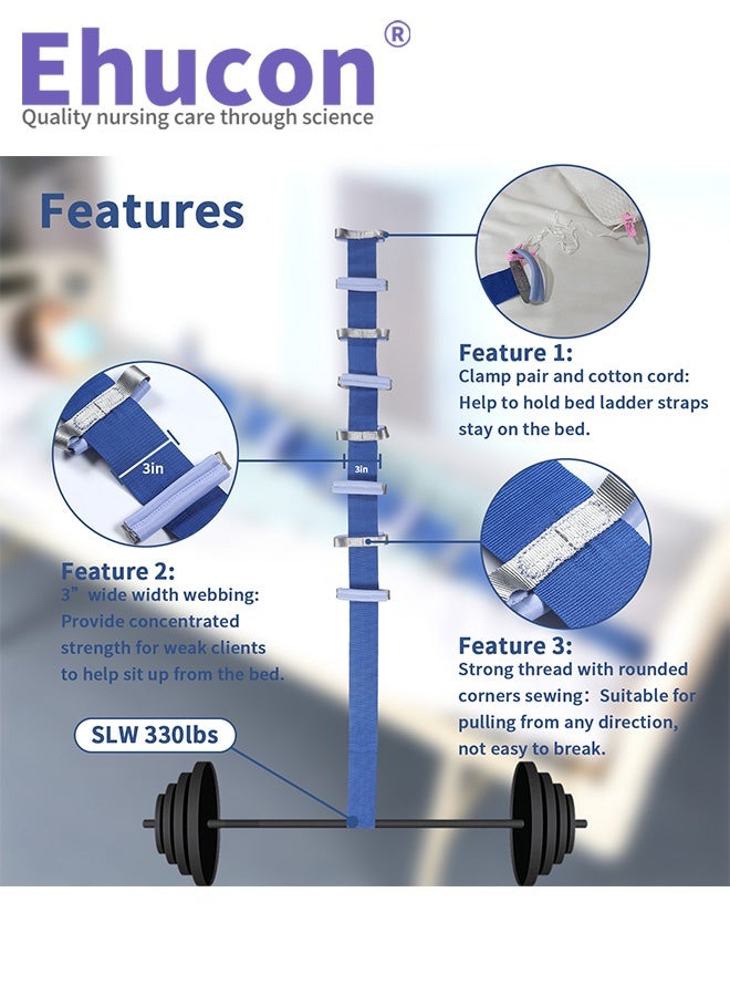 Ehucon Bed Ladder Assist,Pull Up Assist Ladder with Handle,Bed Rope Ladder for Seniors,Adaptive Bed Assistance Products,Mobility & Daily Living Aids for Elderly, Postoperative,Pregnant,etc. - 1 pcs  - Image 3