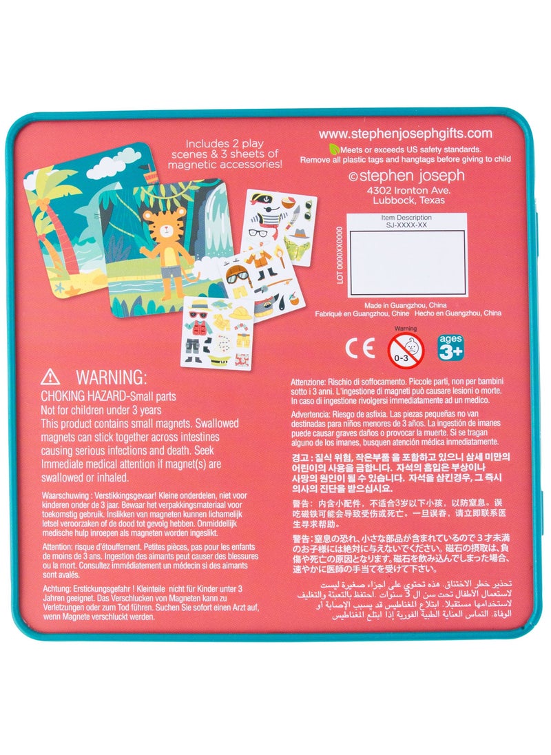 Stephen Joseph - Kids Travel Tin Magnetic Dress Up Doll	Shark And Tiger - Image 1