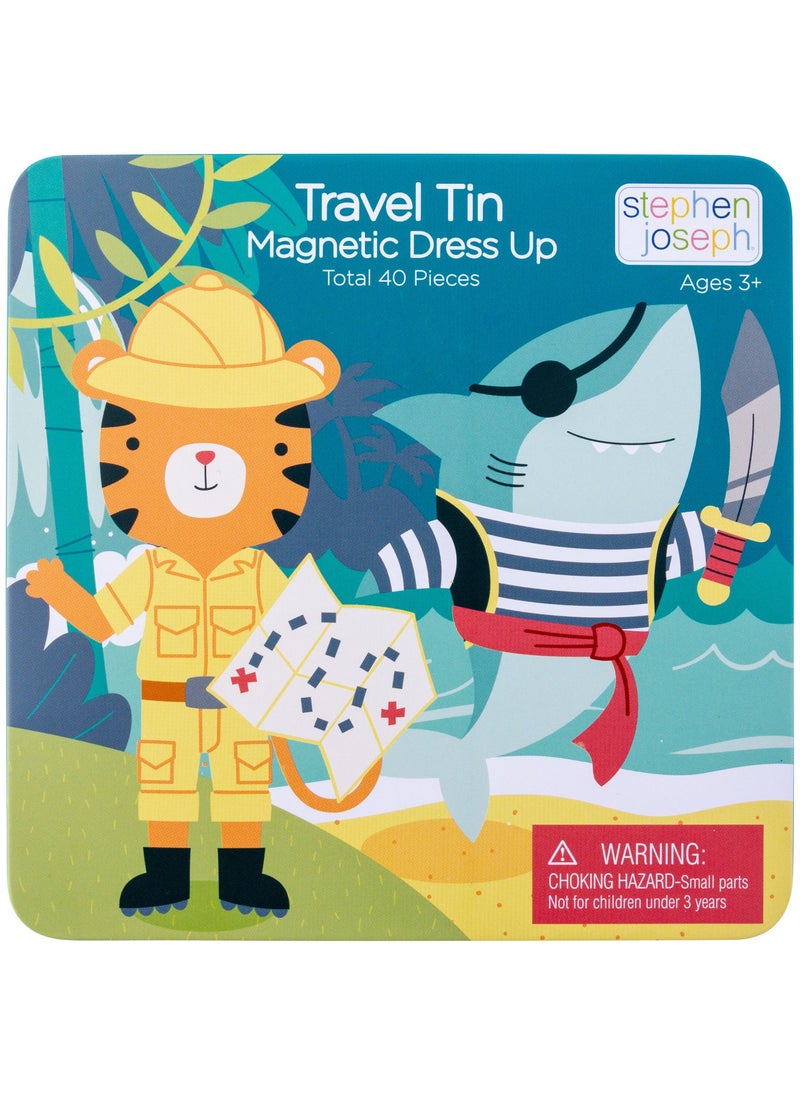 Stephen Joseph - Kids Travel Tin Magnetic Dress Up Doll	Shark And Tiger - Image 1