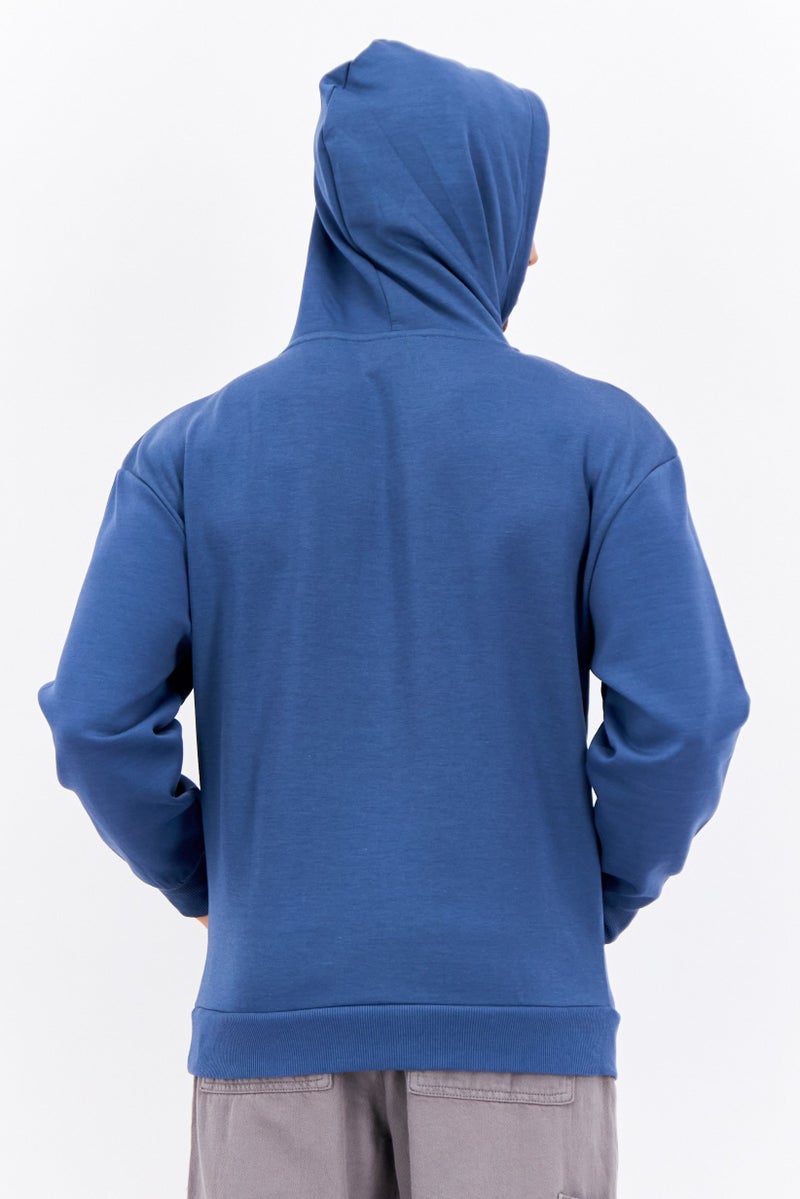 RBX Men Sportswear Fit Long Sleeve Outdoor Hooded Sweatshirts, Blue  - Image 3