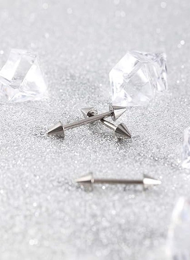 SHIELD PLUS Earring Bars Nipple Ring Spiked Helix Piercing Jewelry Externally Threaded 316L Stainless Steel Barbell Ring Bar Body Piercing Retainer 14G (2 Count) - Image 2