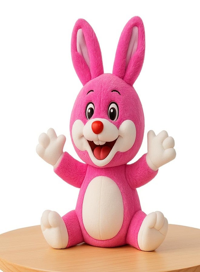Mirada Cute Pink Happy Bunny Soft Toy | Super Cute & Cuddly Plush Rabbit Toy for Kids/Babies | Washable & Lightweight | Best Gift for Rakhi, Return Gifts, Birthday Parties - 25cm - Image 1