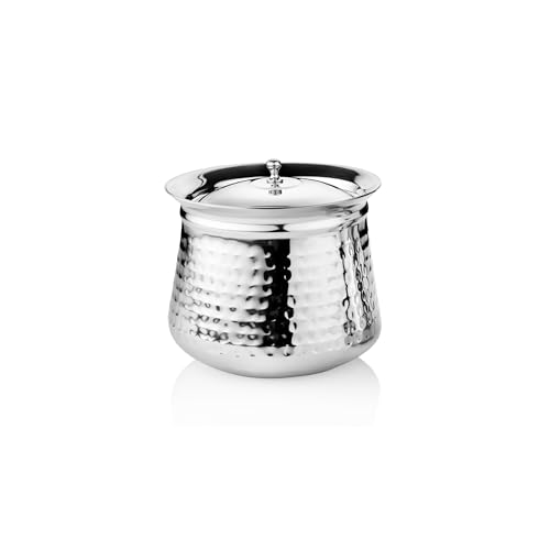 Embassy Stainless Steel Hammered French Pongal Handi with Lid | Capacity - 500 ml | Size - 1 | Induction Friendly | Hammertone Finish | Ideal for Cooking Biryani, Curries, Stews, and More. - Image 1