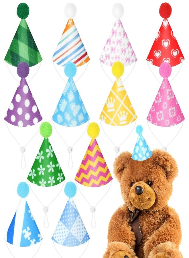 Draupnir 12 Pcs Mini Party Hats for Stuffed Animals Birthday Party Felt Cone Hats Cats Dogs Rabbit Dolls Puppies Assorted Animal Party Decorations - Image 1