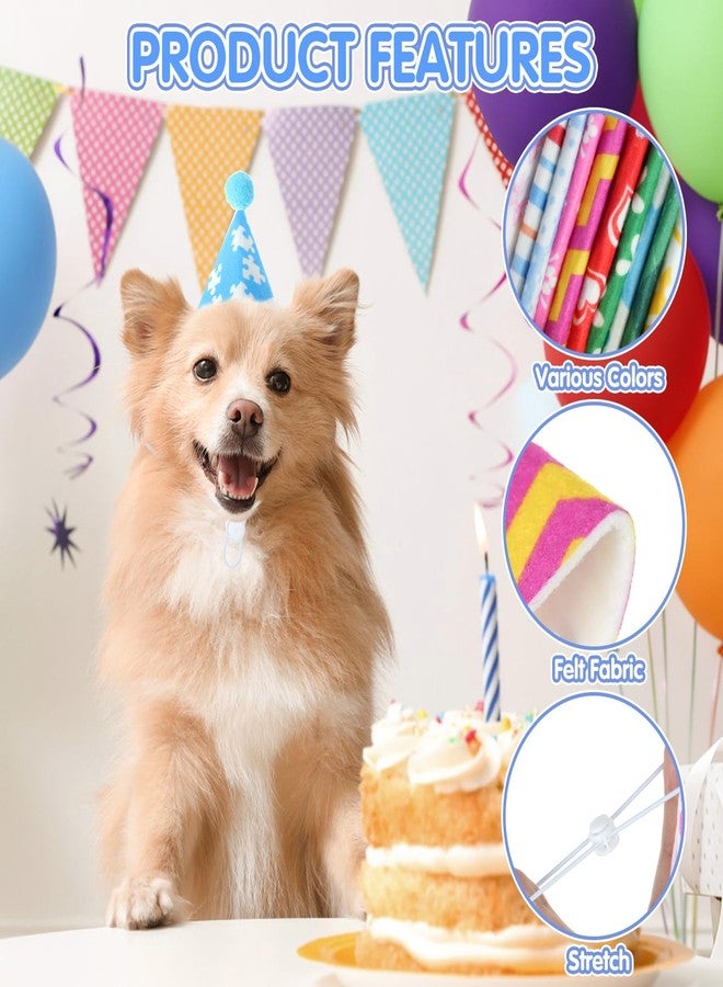 Draupnir 12 Pcs Mini Party Hats for Stuffed Animals Birthday Party Felt Cone Hats Cats Dogs Rabbit Dolls Puppies Assorted Animal Party Decorations - Image 3