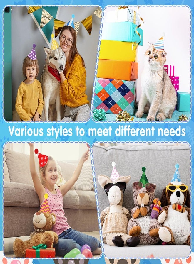 Draupnir 12 Pcs Mini Party Hats for Stuffed Animals Birthday Party Felt Cone Hats Cats Dogs Rabbit Dolls Puppies Assorted Animal Party Decorations - Image 4