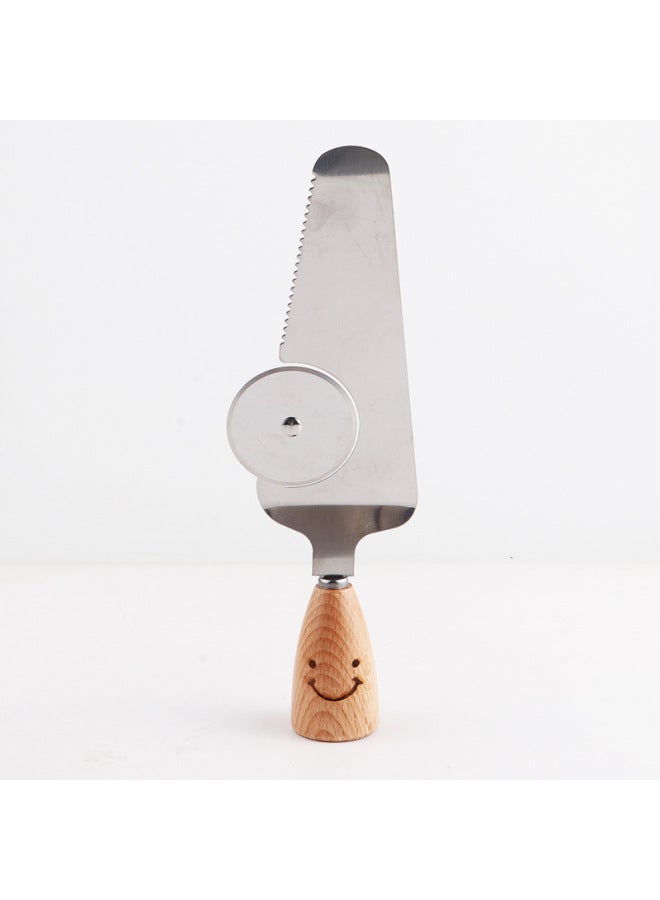 Smiley Tableware Creative Wooden Handle Tableware Korean Ins Creative Kitchen Gadgets  Kitchenware-Specifications:Smiley Beech—wheeled Shovel - Image 1