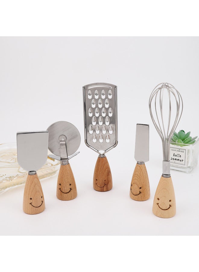 Smiley Tableware Creative Wooden Handle Tableware Korean Ins Creative Kitchen Gadgets  Kitchenware-Specifications:Smiley Beech—wheeled Shovel - Image 5