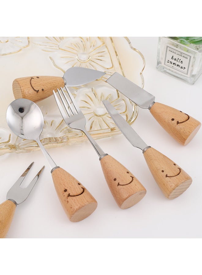 Smiley Tableware Creative Wooden Handle Tableware Korean Ins Creative Kitchen Gadgets  Kitchenware-Specifications:Smiley Beech—wheeled Shovel - Image 3
