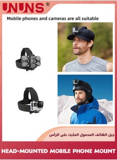 UNUNS حامل هاتف مثبت على الرأس، مجموعة حامل رأس، حامل تصوير مباشر خارجي لمشاهدة الفيديو من منظور الشخص الأول، مع مشابك الهاتف، حامل مشبك هاتف للرأس لمعظم هواتف الكاميرا، ملحقات GoPro  - Image 5