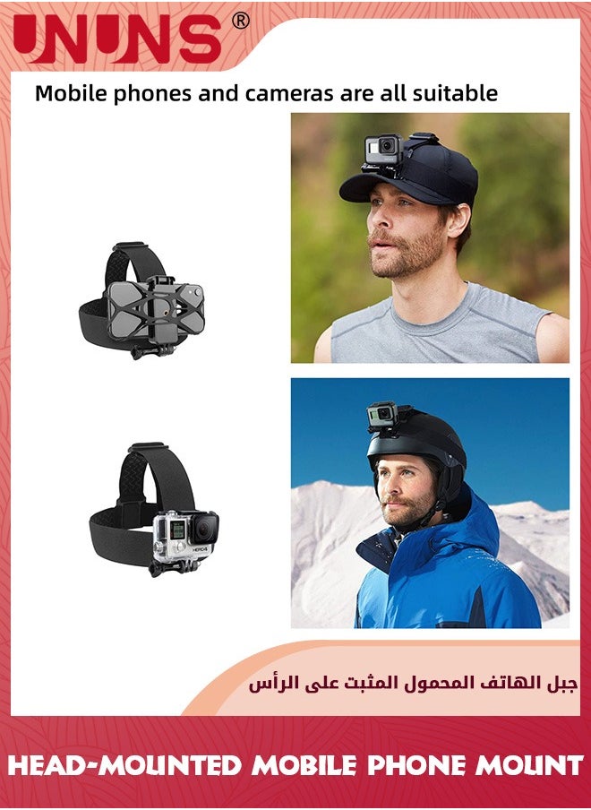 UNUNS Head-Mounted Phone Holder,Head Mount Bundle,First-Person View Video Outdoor Live Shooting Bracket,With Phone Clamps,Head Phone Clip Holder For Most Camera Phones,GoPro Accessories  - Image 5
