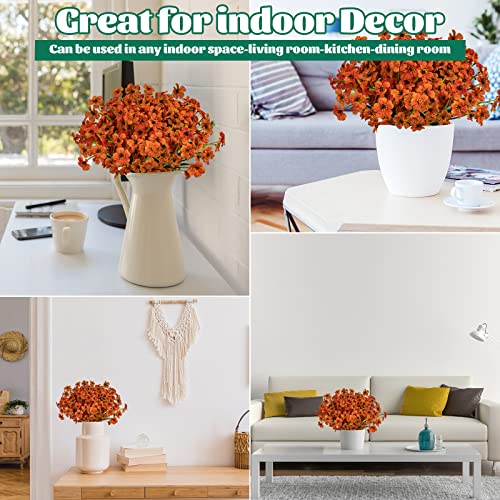 Lnoicy 24 Pcs Artificial Flowers for Outdoor,Plastic Flowers Decoration, UV Resistant Faux Flowers Shrubs, Artificial Plants for Indoor Outside Garden Home Wedding Farmhouse(Orange) - Image 5
