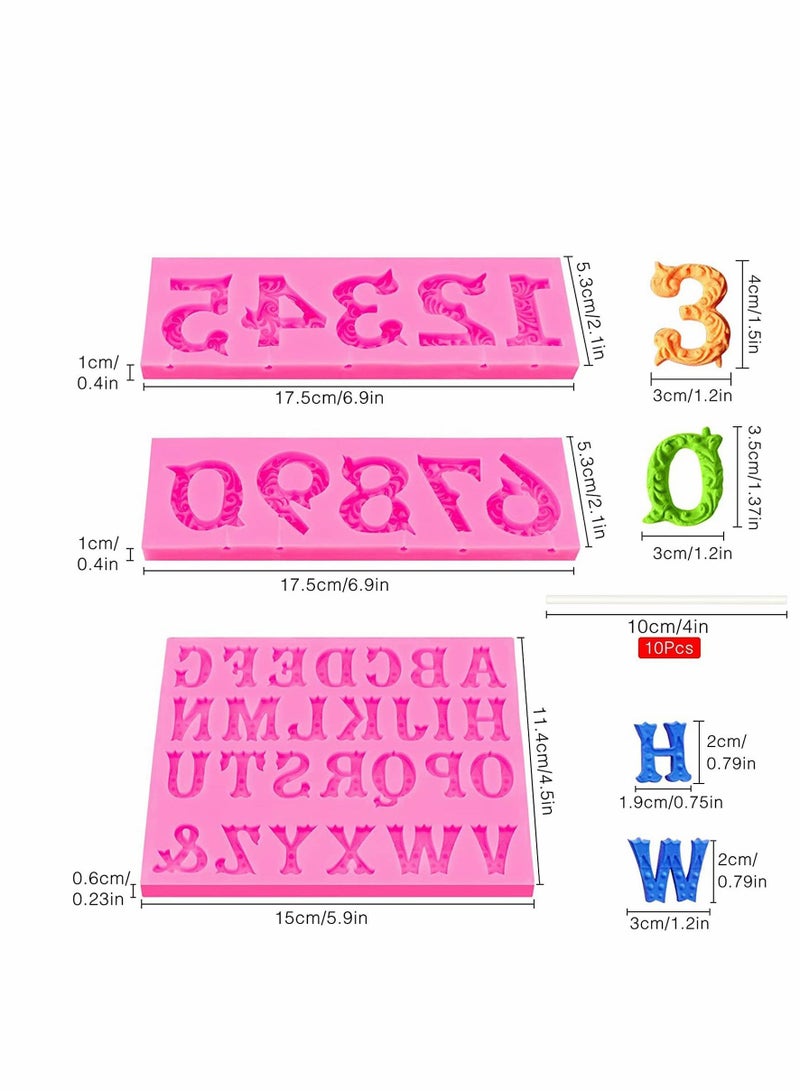 Y&D Cake Mold, Number 0-9 and Alphabet A-Z 3D Silicone Embossed Fondant Mold Lollipop Sticks Candy Letter Chocolate Decoration Tools for Birthday Party, Anniversary  - Image 2