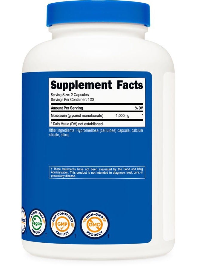 Nutricost Monolaurin 1000 mg (120 Servings, 240 Capsules) - Gluten-Free, Non GMO, Vegan - Image 5