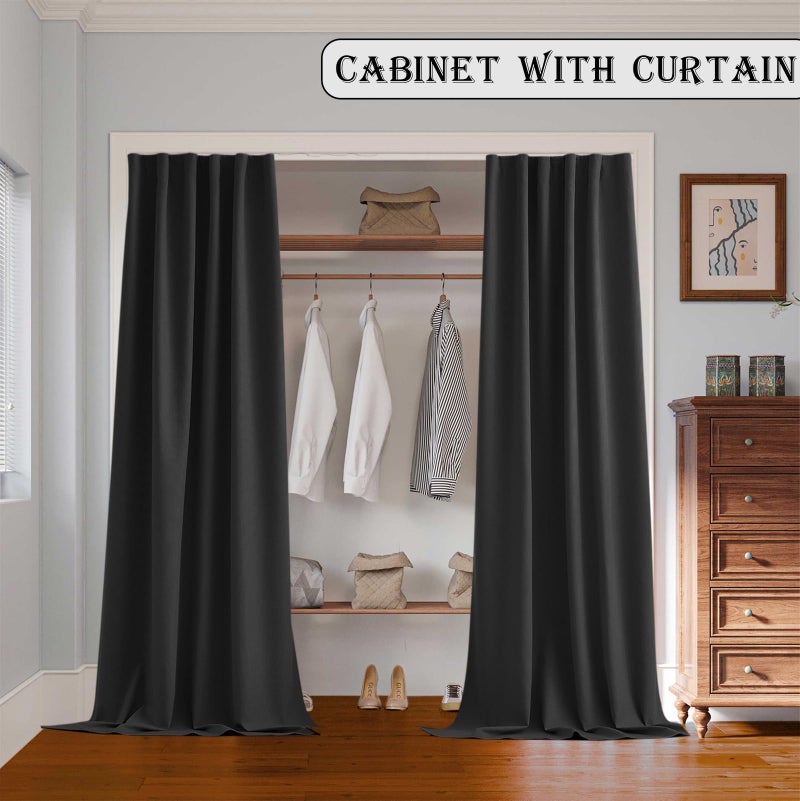 Roomdarkning Room Divider Curtains With Ceiling Track  95% Blackout Heavy Track Ceiling Curtains Noise Reduction Privacy Curtain Track System Kits  8.3 Ft Wide X 7 Ft Tall  Black  1 Panel - Image 2