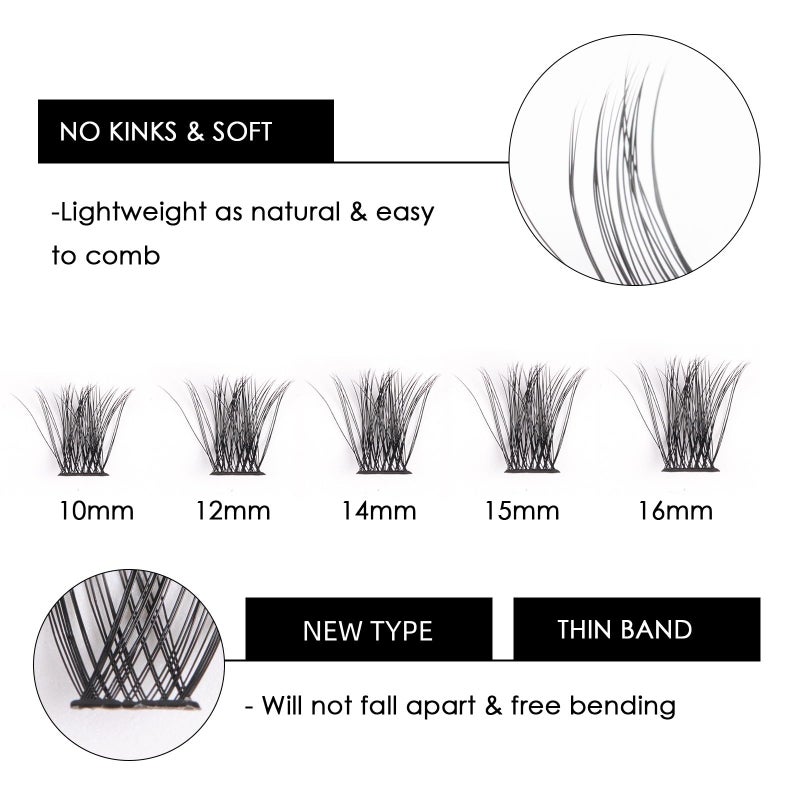 Magnetic SL Cluster Lashes 72 Individual Lashes Clusters Eyelash Extensions False Eyelashes DIY Lash Extension Kit Reusable False Eyelashes Natural Look Mix 10-16mm-DM17 - Image 3