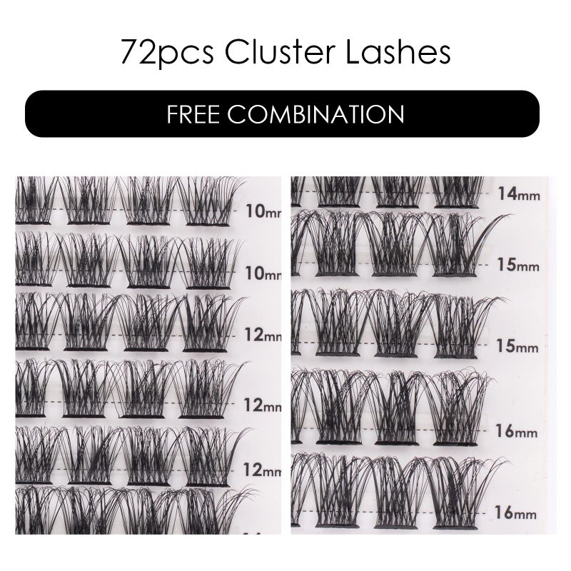 Magnetic SL Cluster Lashes 72 Individual Lashes Clusters Eyelash Extensions False Eyelashes DIY Lash Extension Kit Reusable False Eyelashes Natural Look Mix 10-16mm-DM17 - Image 2