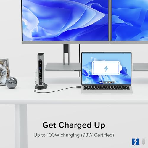 Plugable 16-in-1 Thunderbolt 4 Dock – Dual 4K Monitors for M4 MacBook Air/Pro, 100W Charging, 2X HDMI, 2X DisplayPort, 2.5G Ethernet, 7X USB, MicroSD/SD Card Reader, Audio, Windows & USB4 Compatible - Image 5