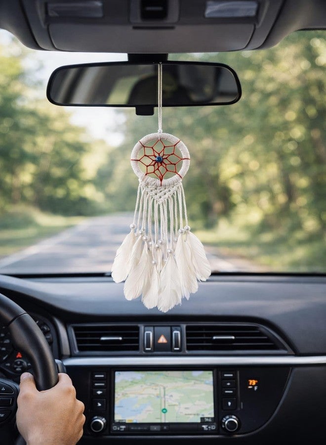 ThincAmaxe Evil Eye 3 Inch Dream Catcher for Wall Hanging – Handmade Macrame Decor with Feathers | Boho Wall Decor for Bedroom, Living Room, Office | Spiritual Protection Gift (White Rainbow) - Image 4