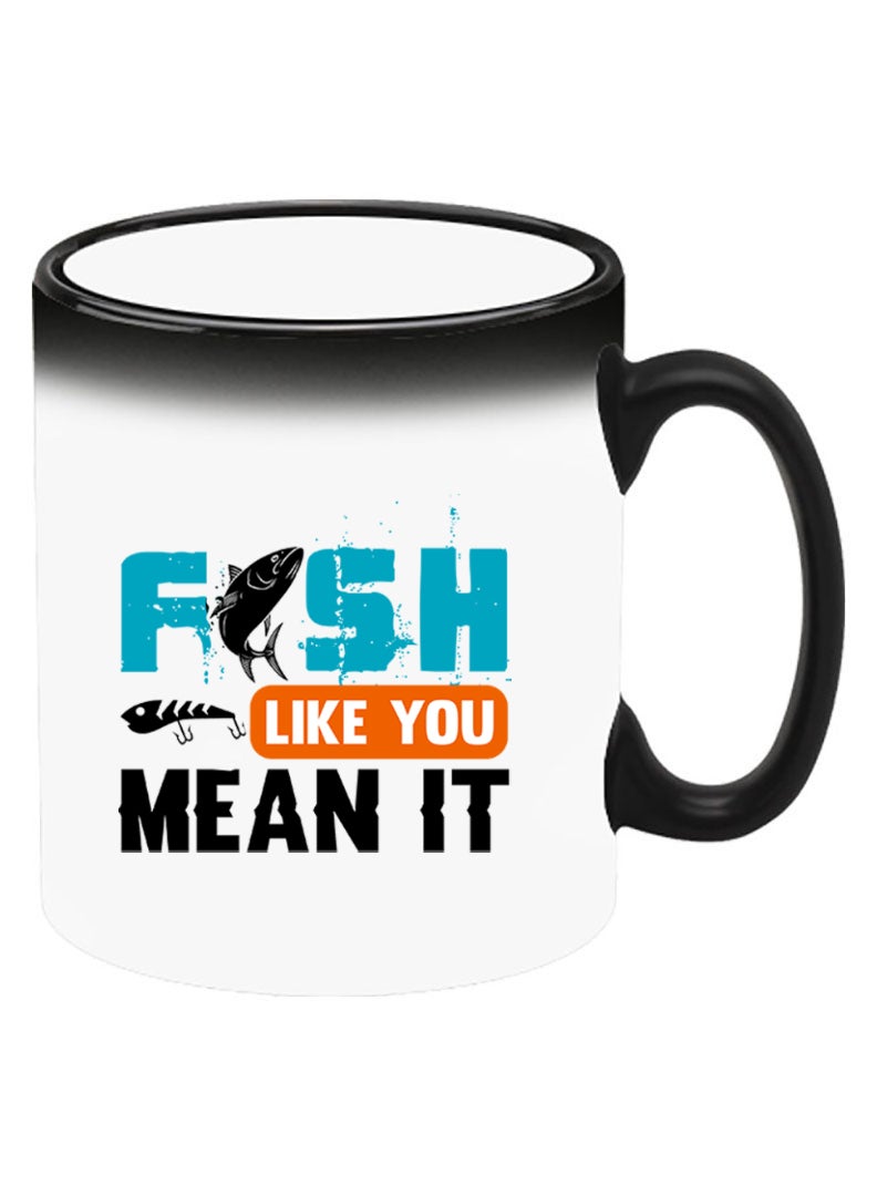 Theodor Color Changing Heat Sensitive Ceramic Mug, Image Revealed When HOT Liquid is Added! Fish like u mean it Black - Image 2