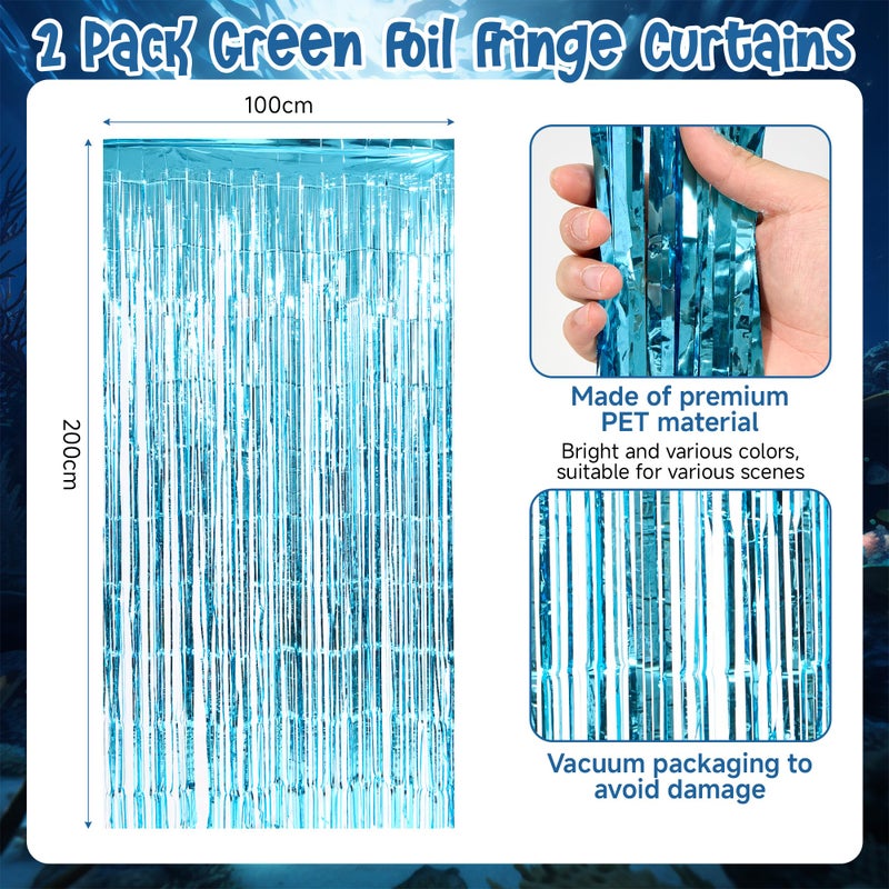 Bafeil Shark Party Door Banner Decorations with Blue Foil Fringe Curtains â€“ Ocean Theme Hanging Wall Decor for Entryway, Photo Backdrop & Event Venue Styling - Image 3
