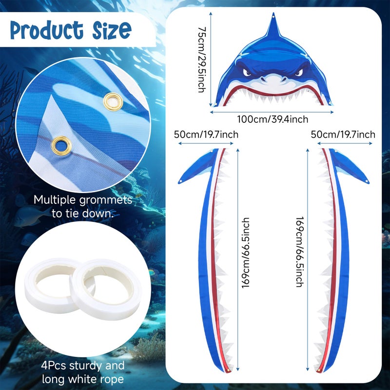 Bafeil Shark Party Door Banner Decorations with Blue Foil Fringe Curtains â€“ Ocean Theme Hanging Wall Decor for Entryway, Photo Backdrop & Event Venue Styling - Image 2