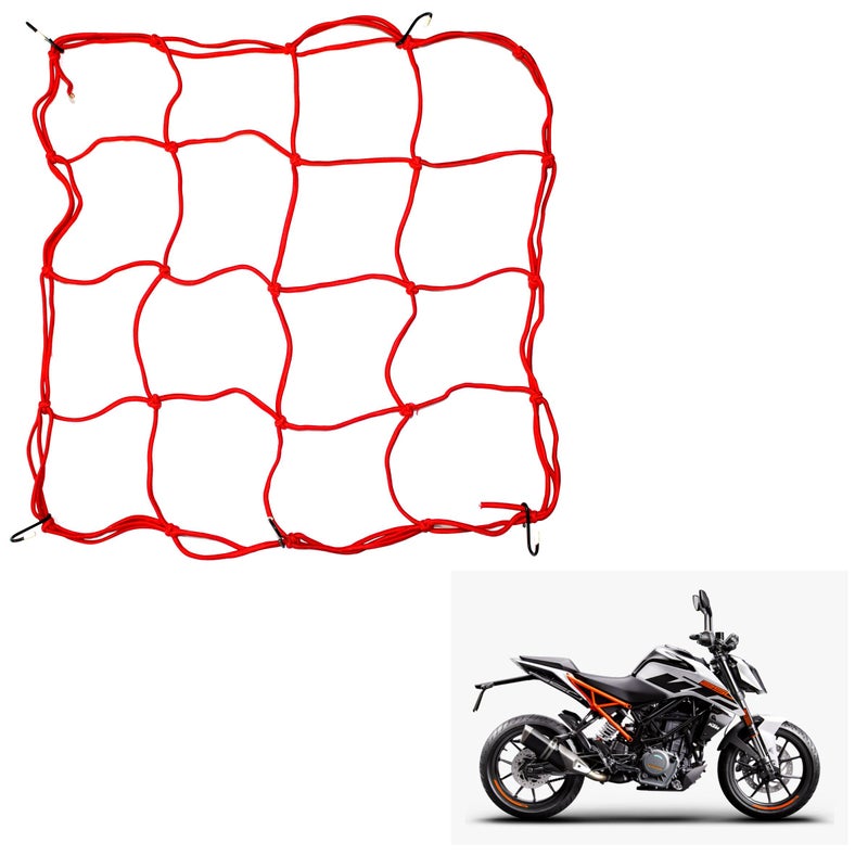 Asryd Universal Bungee Cargo Luggage Net Holder for Bike and Motorcycle - Strong and Elastic 30 x 30cm Mesh Rope Straps for Holding Bags, Helmet or Box for Bike Duke 250 (1.Pcs) - Image 3