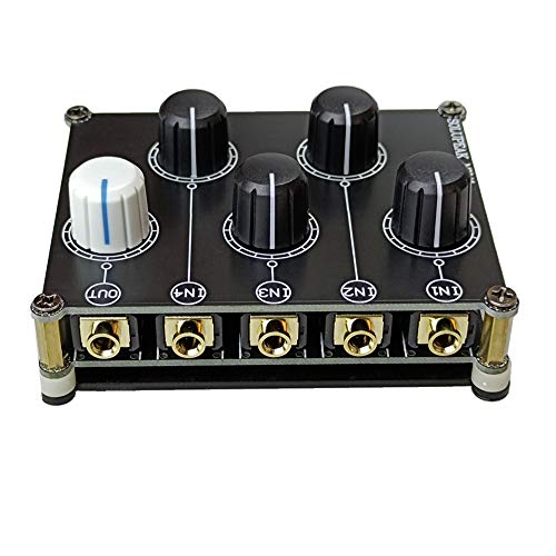 SOLUPEAK mini 4-way audio mixer Stereo 4-in-1-out AUX, Passive 3.5mm line levels control MX41 - Image 1