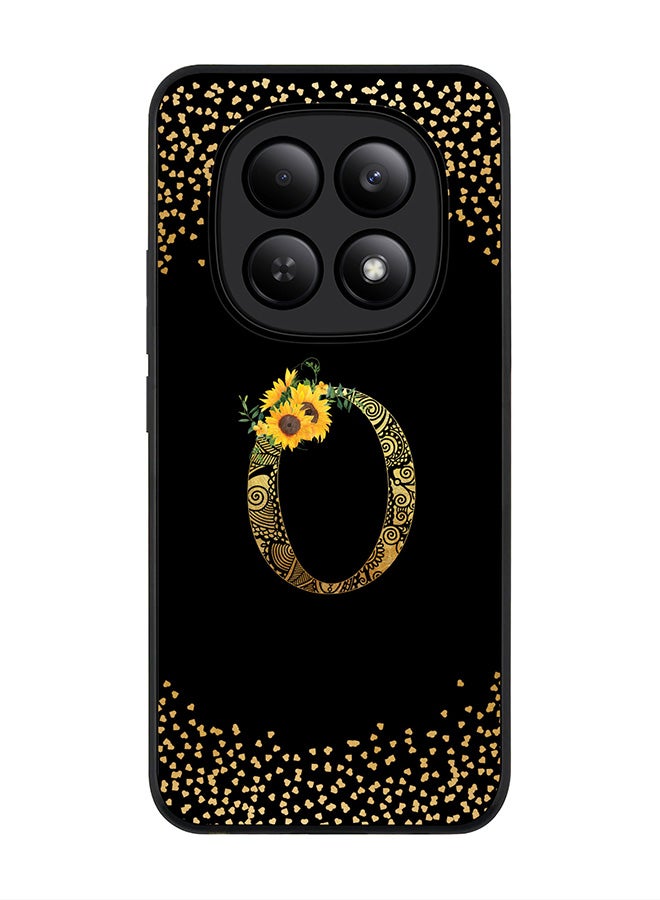 For Xiaomi Redmi Note 15 4G Case,Slim fit Camera Protection, Shockproof Thin Phone cover  - Custom Floral Monogram - O ( Black )