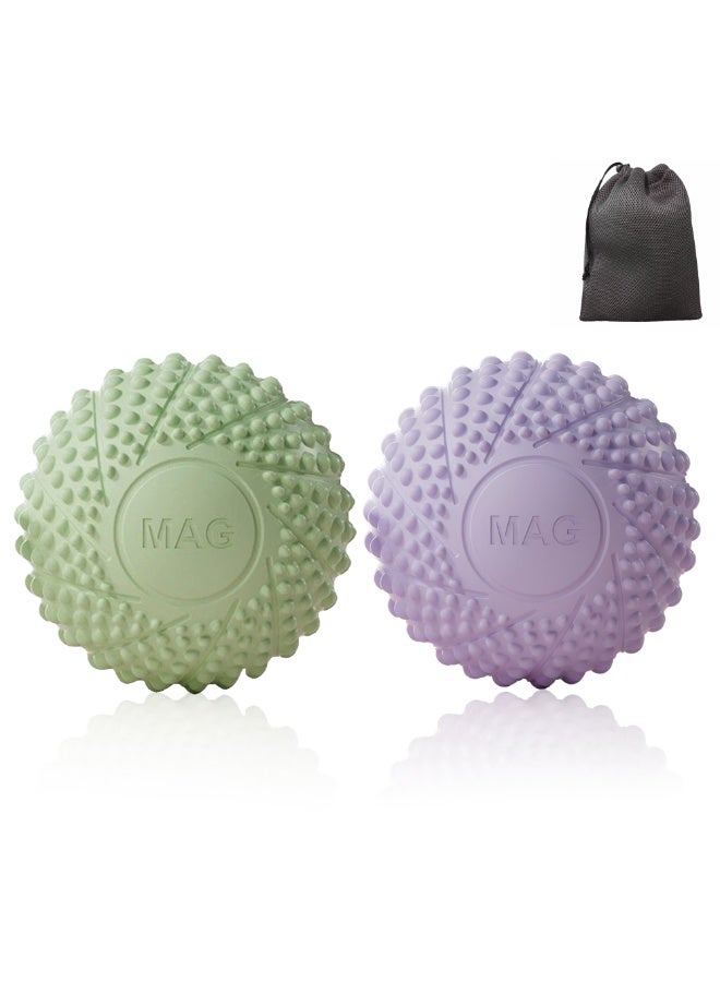 Loucky 2 Pack Massage Balls for Myofascial Release & Trigger Point Therapy, Lacrosse Massage Balls with 3D Points & Magnetic Therapy – Suitable for Back, Neck, Shoulders, etc. (Green+Purple) - Image 1