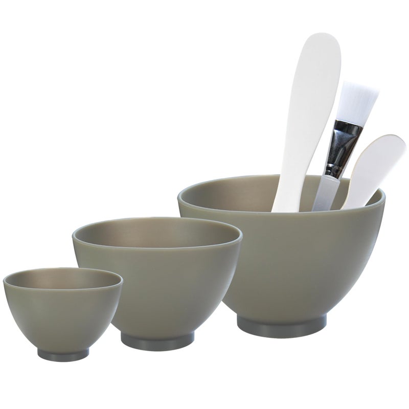 Appearus APPEARUS Facial Mask Silicone Mixing Bowl Set  6Piece Spa Skincare Kit with 3 Mixing Bowls Brush  Spatulas  Reusable Microwave  Dishwasher Safe  Dark Gray 