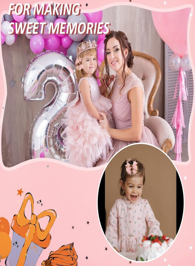 Vovii Sprinkle Birthday Hair Bow for 2nd Birthday Decorations for Girl, Glitter Pink Baby Bow Party Decorations for 2 Year Old Girl Birthday Decorations, Happy 2nd Birthday Decorations for Girls Hair - Image 5